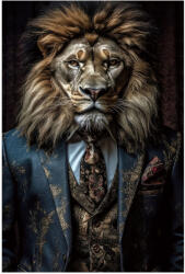 Imageland Tablou cu leu portretizat 80x120 cm, print pe sticlă securizată, Imageland Lion's Club