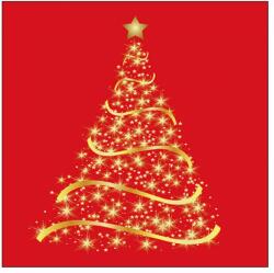 Ambiente Șervețele de masă din hârtie 33x33 cm Ambiente Shining Tree, model brad de Crăciun, roșu, 20 buc