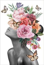 Imageland Tablou pe sticlă securizată 80x120 cm, portret cu flori, Imageland Lady with Flowers