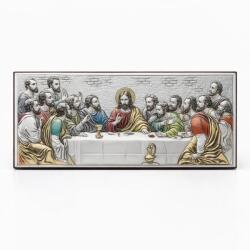 Slevori Icoană argint, Cina cea de Taină, 24.5x10.5 cm, argintiu cu ramă maro