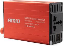 AMiO Convertor de tensiune 24V -> 230V, 300W/600W, 2 x USB 5V (AVX-AM02471) - mobiplaza