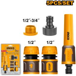 INGCO Accesorii furtun stropit 1/2" cu adaptor 3/4", set 5 piese, INGCO HHCS05122 (HHCS05122)