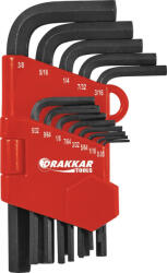  DRAKKAR rövid imbuszkulcskészlet, colos, 0, 05-3/8 col, 13 db (68418) (SOD-68418)