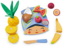 Tender Leaf Tabla de tocat cu fructe tropicale, din lemn premium - Tender Leaf Toys, Varsta 2+ ani, Multicolor (TL8281)