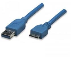 TECHLY USB 3.0 Csatlakozókábel [1x USB 3.0 dugó, A típus - 1x USB 3.0 dugó, mikro B típus] 0.50 m Kék Aranyozatt érintkező (ICOC-MUSB3-A-005)