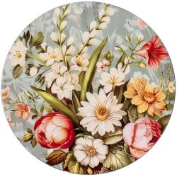 IRIS QX 676552 Műanyag tálca 33cm Virágcsokor mintás krém (676552)