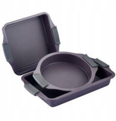 Swiss Haus Set tavi de copt Swiss Haus SH-3BST, 3 buc. , Otel carbon, LFGB, Acoperire ceramica Sapphire, Cuptor pana la 230°C, Violet inchis (SH-3BST)