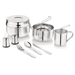 Kinghoff Set de tacamuri si vase pentru camping Kinghoff KH 2060, 9 piese, Otel inoxidabil, Argintiu (KH 2060) Tacam