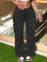 Shein Fekete Farmer Nadrág Zsebek 4QR S06__L