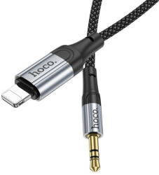 hoco. Audio kábel, aux kábel, iPhone 8pin, lightning - jack 3, 5mm, szövet bevonat, fekete, 1m, Hoco UPA26 (UPA26)