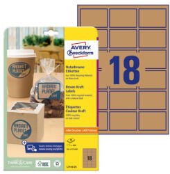 AVERY Etikett AVERY L7110-25 62x42mm termék címke környezetbarát barna kraft 450 címke/doboz 25 ív/doboz (L7110-25) - robbitairodaszer