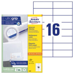 AVERY Etikett AVERY 3484 105x37mm univerzális 1600 címke/doboz 100 ív/doboz (3484) - robbitairodaszer