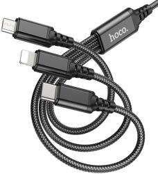 hoco. 3in1 töltőkábel USB-A - USB-C / Lightning / Micro USB 2A 1m fekete, Hoco X76 (X76)