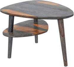 Invicta interior Masuta de cafea ORGANIC LIVING 55 cm, forma organica, cu raft deschis de depozitare, din lemn de sheesham, finisaj gri fum (48938) Masa de cafea