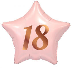 GoDan Rózsaszín Happy Birthday 18 Pink csillag fólia lufi 44 cm MLG155679 (MLG155679)