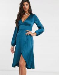 Missguided Szatén Ruha Hosszú Ujjú V Neck Q7Q B20__XXS