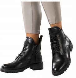 Casu Női Bokacsizma Fekete Kényelmes Klasszikus Bordázott Platform Talp r 40