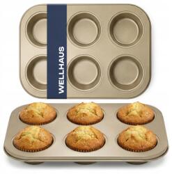 Wellhaus Muffin Sütőforma 6 Muffinhoz Nonstick Acél Tepsi Wellhaus (FORMA DO PIECZENIA MUFFINEK 6 GOLD)