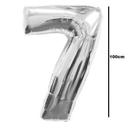 Balloons4party Balon folie cifra 7 argintiu silver 100cm