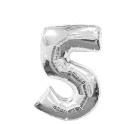 Balloons4party Balon folie cifra 5 argintiu silver 100cm
