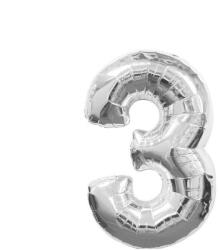 Balloons4party Balon folie cifra 3 argintiu silver 100cm