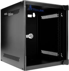 Extralink Rack Szekrény 10" 6U 280x310 Szerverszekrény Akasztós Fekete Üvegajtó (EX.28822)
