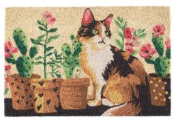 decoDoma Covoraș de intrare din fibră de cocos PISICĂ ȘI CACTUȘI 40 x 60 cm Pres
