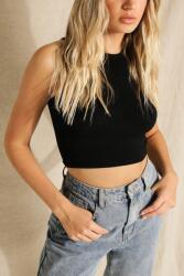 Boohoo Klasszikus Fekete Ujjatlan Crop Top YR6 B20__M