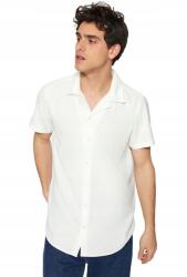 Trendyol Man Fehér Férfi Ing Casual Rövid Ujjú Bordázott S 5DA (TMNSS23GO00105)
