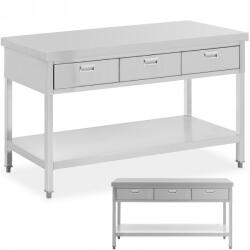 Royal Catering Gasztronómiai munkaasztal acél fiókos polccal 150 x 60 cm (10012697)