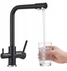  Krunn Konyhai Csaptelep Vízszűrőhöz Háromutas Konyhai Csaptelep Fekete (Bateria Trójdrożna Czarna)