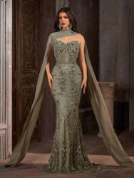 Shein Zöld Maxi Ruha Díszítéssel S09__M - allegro - 36 645 Ft
