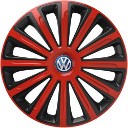 AutoHelix MSA Set 4 capace roti 16 inchi (R16) compatibile VOLKSWAGEN, Model Trend Rosu-Negru (TrdRos75)