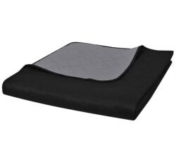 vidaXL Kétoldalas steppelt ágytakaró, fekete-szürke, 170x210 cm (130883)