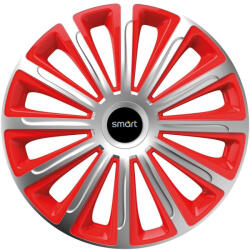 AutoHelix MSA Set 4 capace roti 16 inchi (R16) compatibile SMART, Model Trend Argintiu-Rosu (TRDAR63)