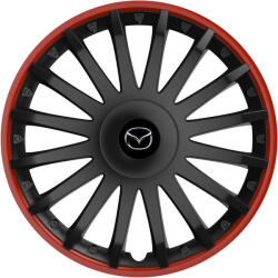 AutoHelix MSA Set 4 capace roti 16 inchi (R16) compatibile MAZDA, Model Kristal Negru-Rosu (KRNR33)