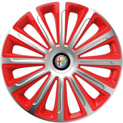 AutoHelix MSA Set 4 capace roti 16 inchi (R16) compatibile ALFA ROMEO, Model Trend Argintiu-Rosu (TRDAR3)