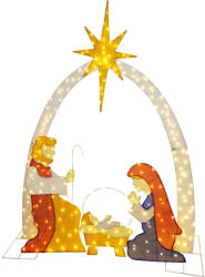 MagicHome Decorațiune de Crăciun, MagicHome Vianoce, Nașterea lui Isus, 160 x 70 x 175 cm, 235 LED, alb cald, IP44, interior/exterior