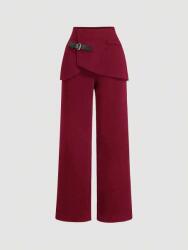 Shein Piros Egyenes Szárú Nadrág S06__48
