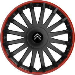 AutoHelix MSA Set 4 capace roti 14 inchi (R14) compatibile CITROEN, Model Kristal Negru-Rosu (KRNR13)