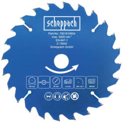 Scheppach TCT körfűrészlap 165x20x1, 6 mm, 24 fog, fához - C-HCS165-X akkus körfűrészhez (4046664234197)