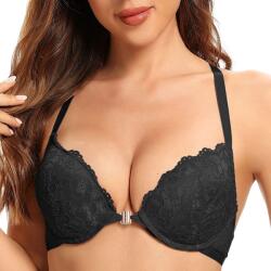 Női Push-Up Melltartó Kényelmes Merevített Csipke Fekete 34B (B08P4Q4XL2)