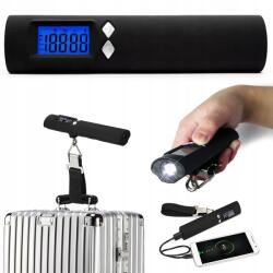  Utazó Poggyászmérleg Powerbank Usb Zseblámpa 50kg (OCS-29-BLACK)