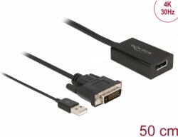 Delock DVI-D + USB DisplayPort 1.2/1.2a Átalakító Fekete 50cm 63189 (63189)