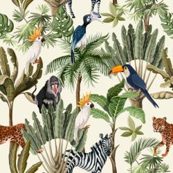 Heko Panels Textil anyag, Safaris - zöld levelek, Poliészter 100%, 210g/pm, Méret: 100cm x 155cm (DR084)