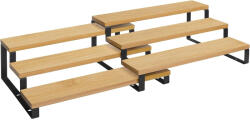 SONGMICS Raft de depozitare extensibil cu 3 nivele, bambus, stivuibil, 32x25x11cm, maro natur (EZ-KCS016N01) Raft