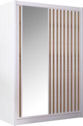  Dulap cu uşi glisante, alb / stejar craft, 150x215 cm, ladder (UE-0000384771) Garderoba