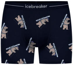 Icebreaker Boxeri pentru bărbați Merino 150 Anatomica Boxers Bear Tour AOP Midnight Navy S