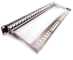 KELine Patch Panel 1U 24 db keystone modul számára, csatlakozó nélkül, Fekete (KEP-EMPTY-S) - prodots