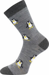 Fuski BOMA s. r. o VoXX PENGUINIK / Șosete pentru copii din lână merinos cu pinguini - gri 35-38 (120126)